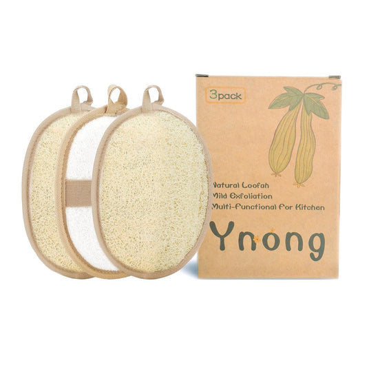 Natural Loofah Exfoliating Body Scrubber Pads – 100% Plant-Based Shower Luffa Sponge (3-Pack) Avelisse