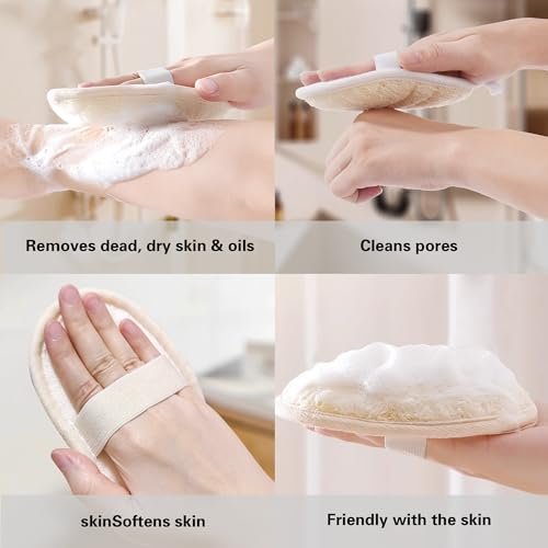 Natural Loofah Exfoliating Body Scrubber Pads – 100% Plant-Based Shower Luffa Sponge (3-Pack) Avelisse