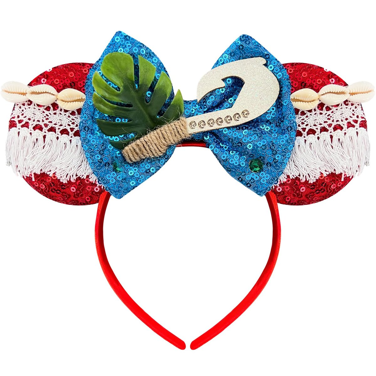 Brylla Cute Princess Mouse Ears Headband - Sequin Blue Bows Ocean Princess Hairband for Women, Halloween Costume Party Avelisse