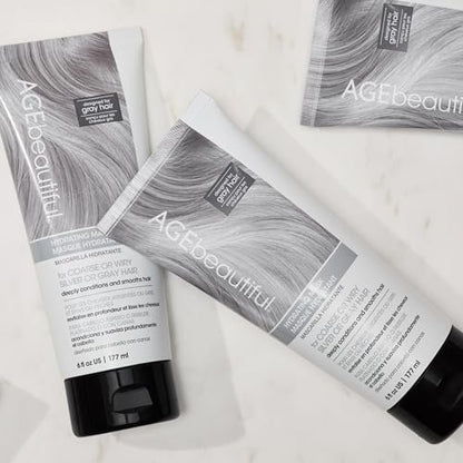 AGE beautiful Hydrating Mask for Wiry, Coarse Silver or Gray Hair – Deep Conditioning Treatment with Silk Amino Acids & Keratin, Reduces Frizz for Smooth, Shiny Hair