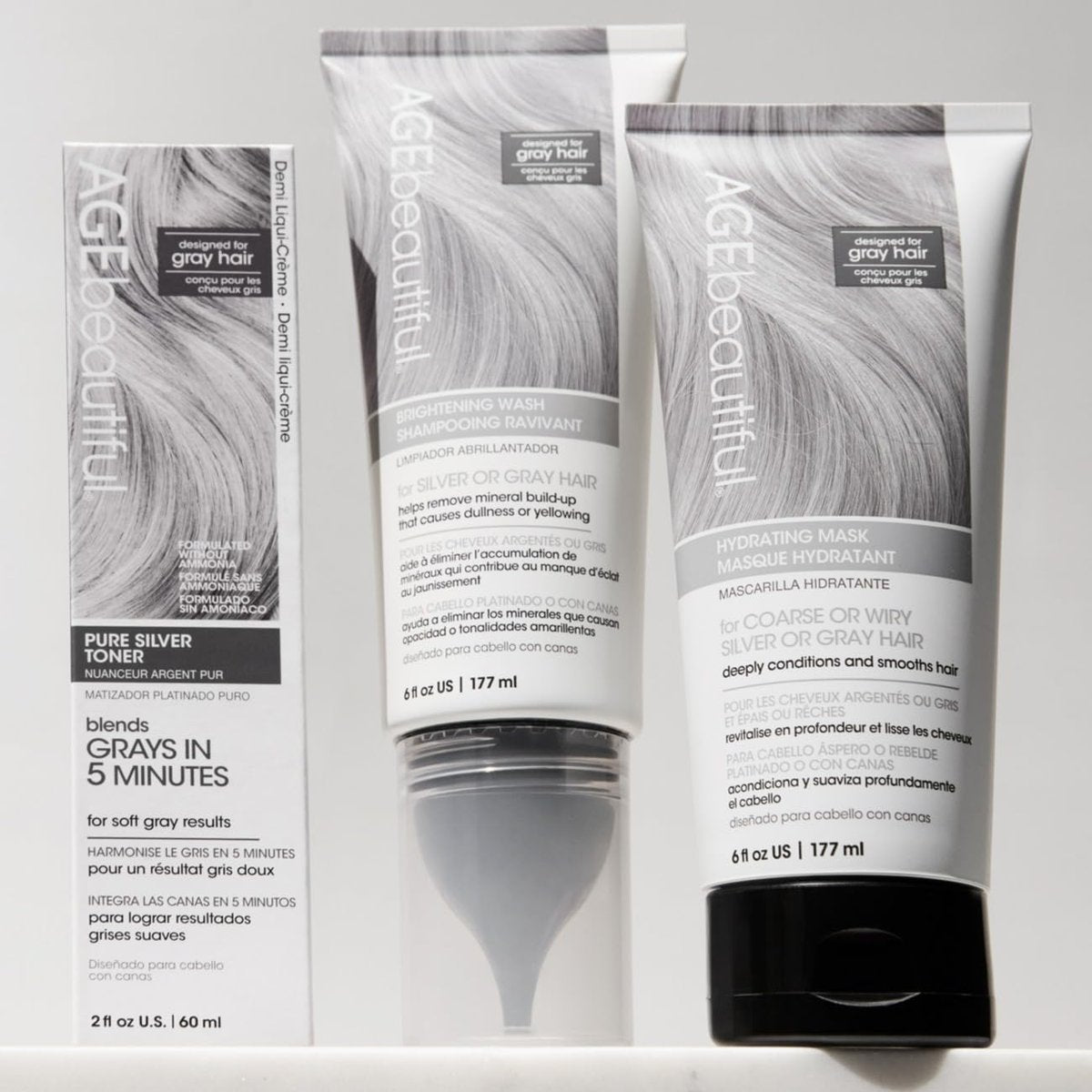 AGE beautiful Hydrating Mask for Wiry, Coarse Silver or Gray Hair – Deep Conditioning Treatment with Silk Amino Acids & Keratin, Reduces Frizz for Smooth, Shiny Hair - görsel 9