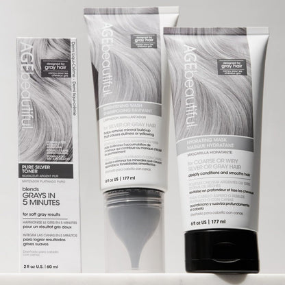 AGE beautiful Hydrating Mask for Wiry, Coarse Silver or Gray Hair – Deep Conditioning Treatment with Silk Amino Acids & Keratin, Reduces Frizz for Smooth, Shiny Hair