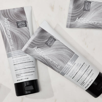 AGE beautiful Hydrating Mask for Wiry, Coarse Silver or Gray Hair – Deep Conditioning Treatment with Silk Amino Acids & Keratin, Reduces Frizz for Smooth, Shiny Hair