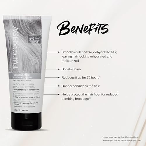 AGE beautiful Hydrating Mask for Wiry, Coarse Silver or Gray Hair – Deep Conditioning Treatment with Silk Amino Acids & Keratin, Reduces Frizz for Smooth, Shiny Hair - görsel 6