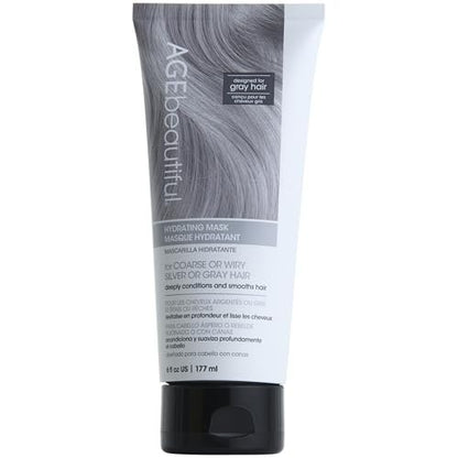 AGE beautiful Hydrating Mask for Wiry, Coarse Silver or Gray Hair – Deep Conditioning Treatment with Silk Amino Acids & Keratin, Reduces Frizz for Smooth, Shiny Hair