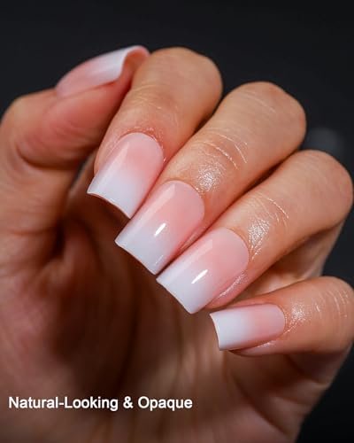 SUPNAIL Press on Nails - Ombre Short Square, 19 Sizes, 38 Pieces, Pink White Ombre with Brush-on Glue & Adhesive Tabs - görsel 8