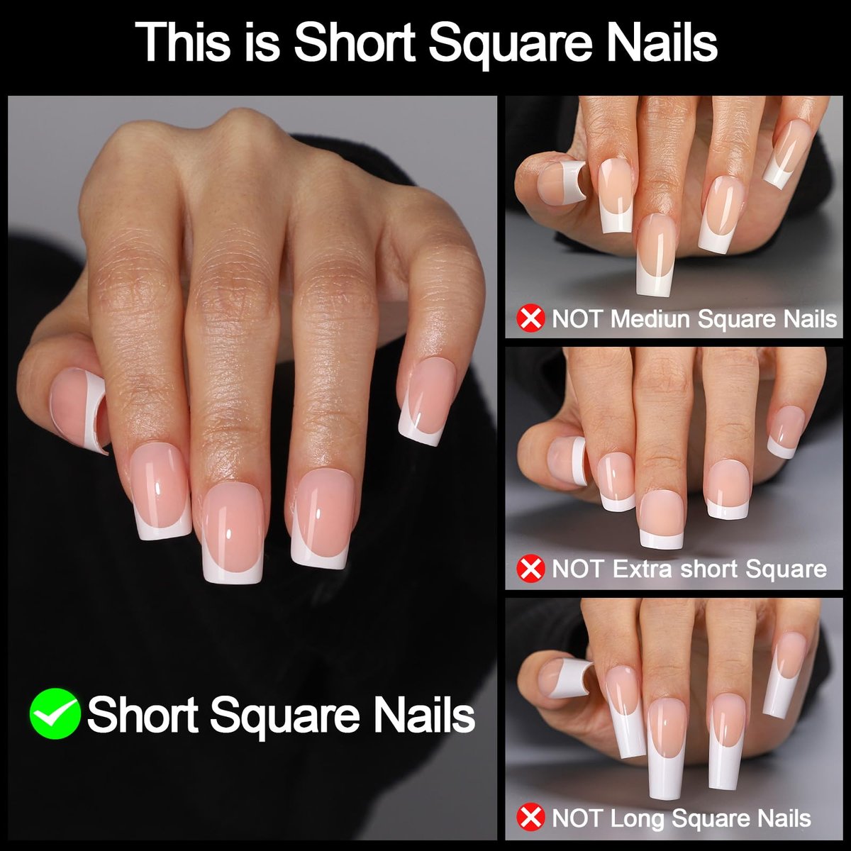 SUPNAIL Press on Nails - Ombre Short Square, 19 Sizes, 38 Pieces, Pink White Ombre with Brush-on Glue & Adhesive Tabs - görsel 3