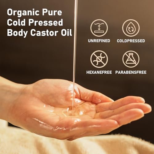 Organic Castor Oil Rose Quartz Roller Ball - Golden Castor Oil Roll-On with Rose Quartz, 100% Pure, Unscented, For Radiant Skin | Deeply Hydrates | Reduces Fine Lines | Lush Hair & Relaxation [1.7oz] Avelisse