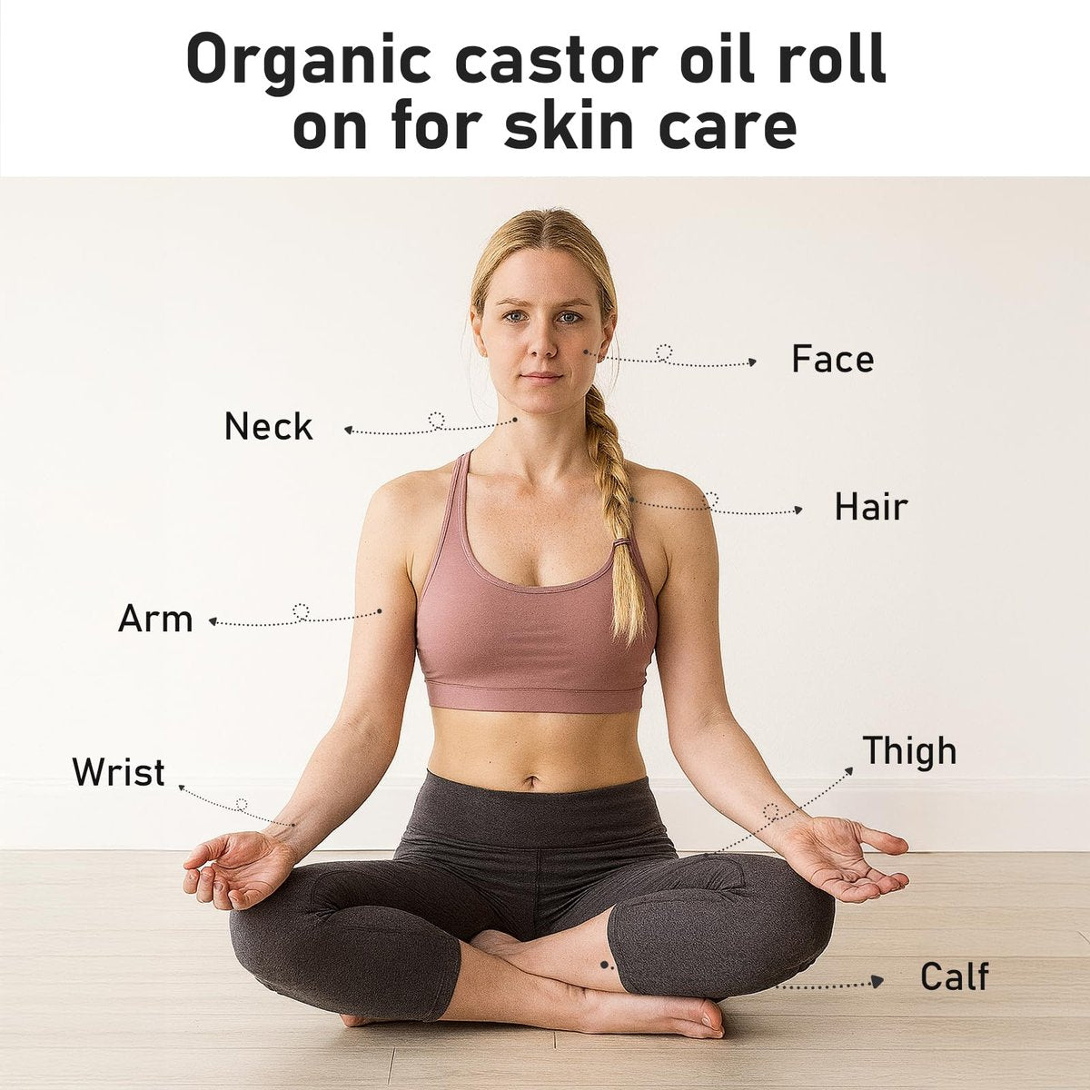 Organic Castor Oil Rose Quartz Roller Ball - Golden Castor Oil Roll-On with Rose Quartz, 100% Pure, Unscented, For Radiant Skin | Deeply Hydrates | Reduces Fine Lines | Lush Hair & Relaxation [1.7oz] Avelisse