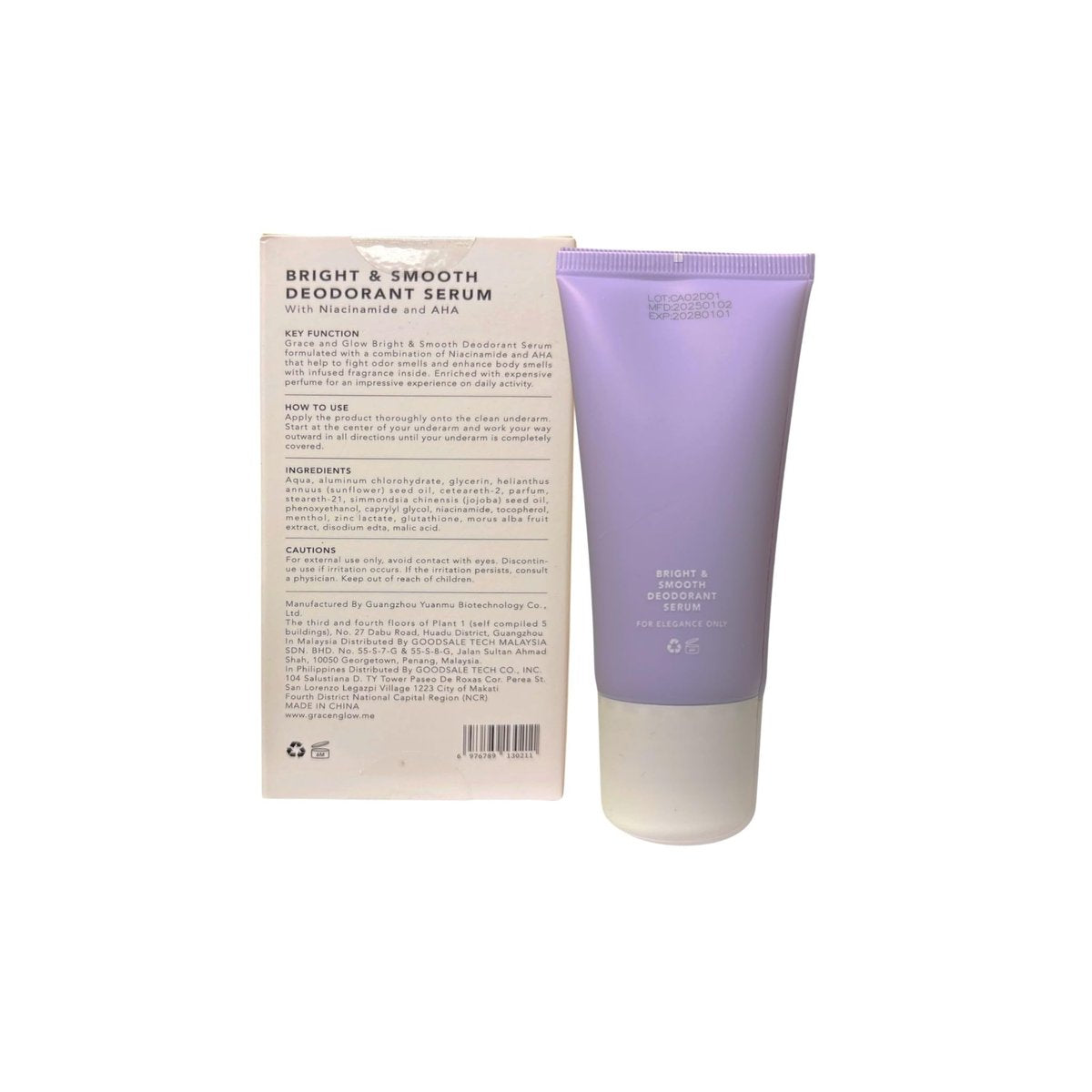 Grace and Glow Bright & Smooth Deodorant Serum with Niacinamide and AHA - 50ml Avelisse