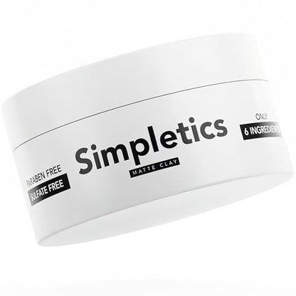 Simpletics Hair Clay for Men – Natural 6 Ingredient Matte Styling Clay with Beeswax & Coconut Oil, Strong Hold, Water Based, Non-Greasy, Vanilla Scent – 2 oz Avelisse
