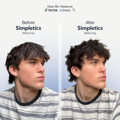 Simpletics Hair Clay for Men – Natural 6 Ingredient Matte Styling Clay with Beeswax & Coconut Oil, Strong Hold, Water Based, Non-Greasy, Vanilla Scent – 2 oz Avelisse