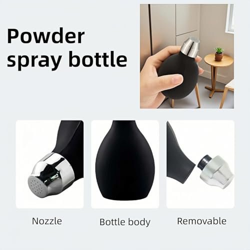 RyanDesign Refillable Hair Powder Spray Bottle (3.38 oz) - Leakproof Silicone Dispenser for Dry Shampoo, Volume Powder & Talc | Salon Precision, Travel-Friendly Design - Black - görsel 10