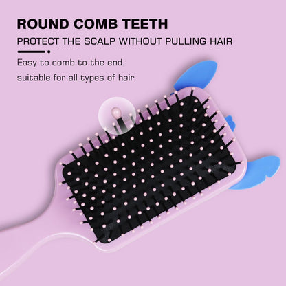 Cute Stitch Professional Detangling Hair Brush – Pink Cartoon Design for Wet & Dry Hair, All Hair Types, Ideal Gift for Girls Avelisse