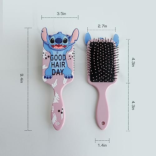Cute Stitch Professional Detangling Hair Brush – Pink Cartoon Design for Wet & Dry Hair, All Hair Types, Ideal Gift for Girls Avelisse