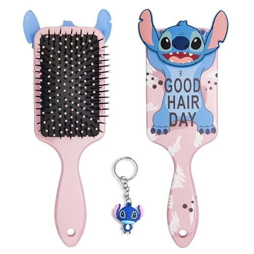 Cute Stitch Professional Detangling Hair Brush – Pink Cartoon Design for Wet & Dry Hair, All Hair Types, Ideal Gift for Girls Avelisse