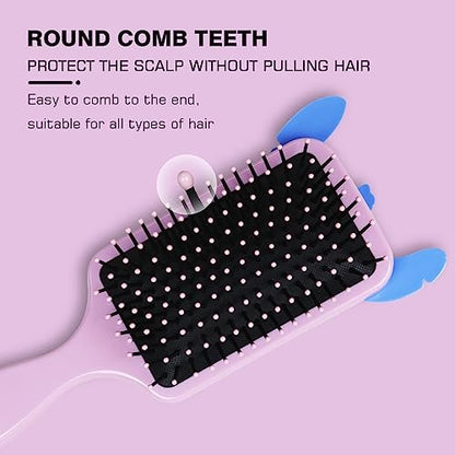 Cute Stitch Professional Detangling Hair Brush – Pink Cartoon Design for Wet & Dry Hair, All Hair Types, Ideal Gift for Girls Avelisse