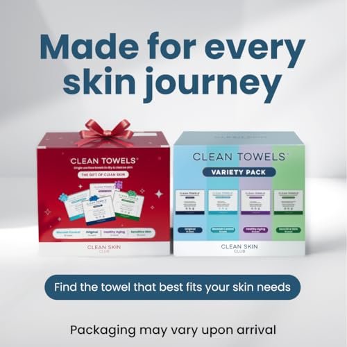 Clean Skin Club Clean Towels® XL Variety 4-Pack Travel Set – Disposable Face Towels with Original, Sensitive, Blemish Control & Healthy Aging – 40 Count Total - görsel 3