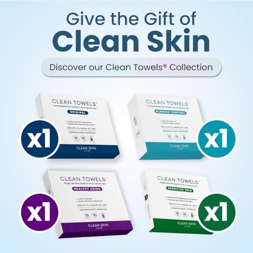Clean Skin Club Clean Towels® XL Variety 4-Pack Travel Set – Disposable Face Towels with Original, Sensitive, Blemish Control & Healthy Aging – 40 Count Total - görsel 5