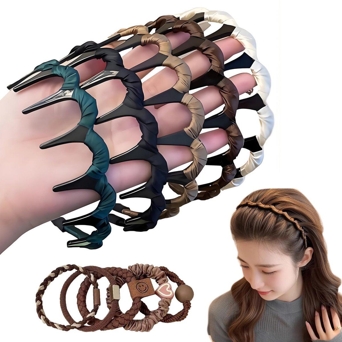 5-Pack Zig Zag Headbands - Retro High Skull U-Shape Fashion Hair Comb Headbands for Women and Girls Avelisse