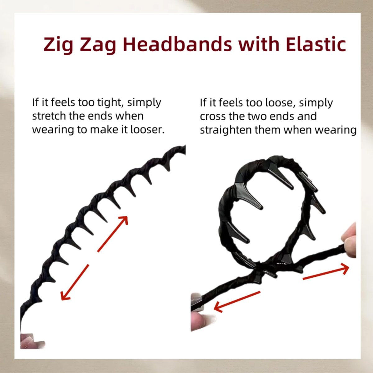5-Pack Zig Zag Headbands - Retro High Skull U-Shape Fashion Hair Comb Headbands for Women and Girls Avelisse