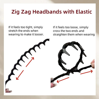 5-Pack Zig Zag Headbands - Retro High Skull U-Shape Fashion Hair Comb Headbands for Women and Girls Avelisse