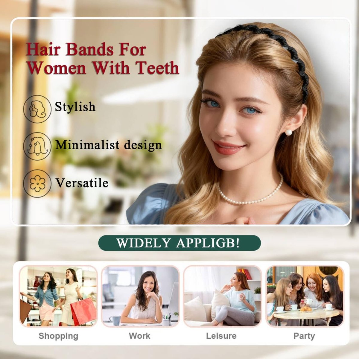5-Pack Zig Zag Headbands - Retro High Skull U-Shape Fashion Hair Comb Headbands for Women and Girls Avelisse