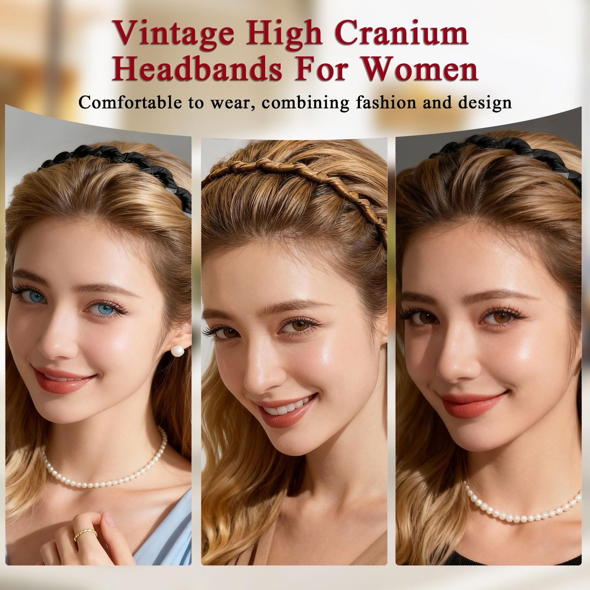 5-Pack Zig Zag Headbands - Retro High Skull U-Shape Fashion Hair Comb Headbands for Women and Girls Avelisse