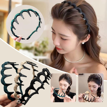 5-Pack Zig Zag Headbands - Retro High Skull U-Shape Fashion Hair Comb Headbands for Women and Girls Avelisse