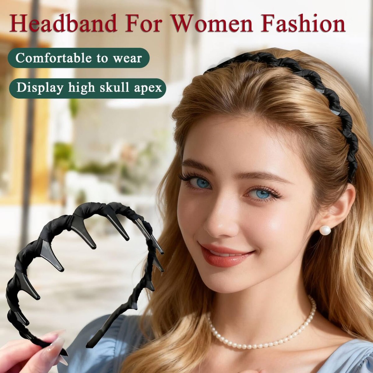 5-Pack Zig Zag Headbands - Retro High Skull U-Shape Fashion Hair Comb Headbands for Women and Girls Avelisse