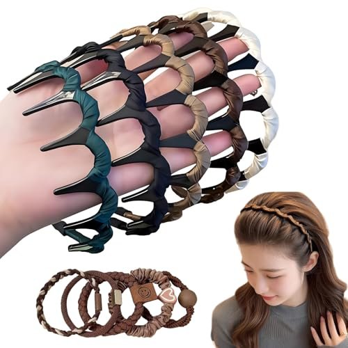 5-Pack Zig Zag Headbands - Retro High Skull U-Shape Fashion Hair Comb Headbands for Women and Girls Avelisse