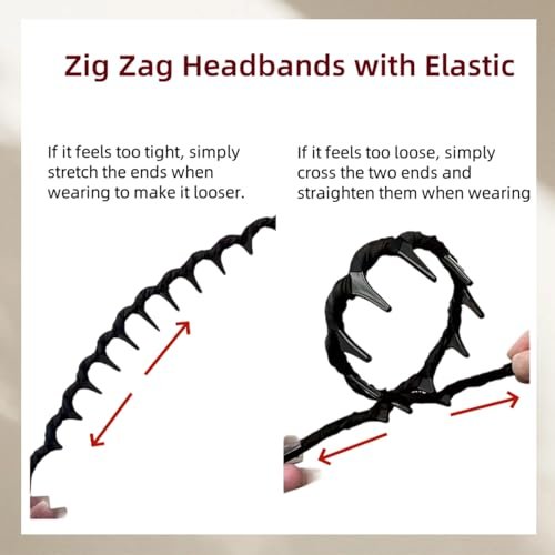 5-Pack Zig Zag Headbands - Retro High Skull U-Shape Fashion Hair Comb Headbands for Women and Girls Avelisse