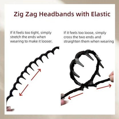 5-Pack Zig Zag Headbands - Retro High Skull U-Shape Fashion Hair Comb Headbands for Women and Girls Avelisse