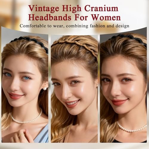 5-Pack Zig Zag Headbands - Retro High Skull U-Shape Fashion Hair Comb Headbands for Women and Girls Avelisse