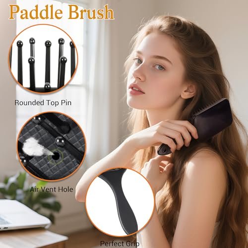 SALONSILK 5-Piece Hair Brush Comb Set for Men and Women – Paddle Styling Brushes, Wide & Fine Tooth Combs, Rat Tail Parting Barber Professional Set for Detangling All Hair Types Avelisse