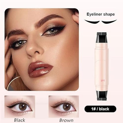 KTouler 2 Pack Wing Eyeliner Stamp & Cat Eye Eyeliner Stencil Set - Waterproof Smudge Proof Natural Liquid Eyeliner Stamp, Long-Lasting Foldable Eye Stencil Makeup Tool for Beginners (Black + Brown)