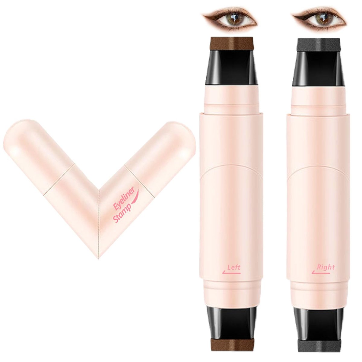 KTouler 2 Pack Wing Eyeliner Stamp & Cat Eye Eyeliner Stencil Set - Waterproof Smudge Proof Natural Liquid Eyeliner Stamp, Long-Lasting Foldable Eye Stencil Makeup Tool for Beginners (Black + Brown) - görsel 1