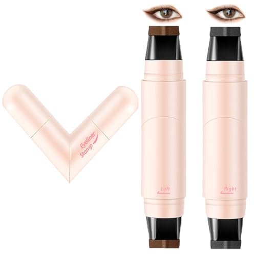 KTouler 2 Pack Wing Eyeliner Stamp & Cat Eye Eyeliner Stencil Set - Waterproof Smudge Proof Natural Liquid Eyeliner Stamp, Long-Lasting Foldable Eye Stencil Makeup Tool for Beginners (Black + Brown) - görsel 2