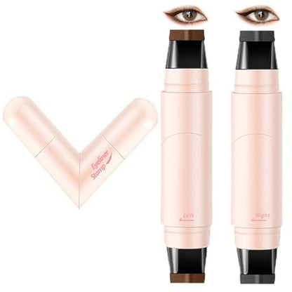KTouler 2 Pack Wing Eyeliner Stamp & Cat Eye Eyeliner Stencil Set - Waterproof Smudge Proof Natural Liquid Eyeliner Stamp, Long-Lasting Foldable Eye Stencil Makeup Tool for Beginners (Black + Brown)