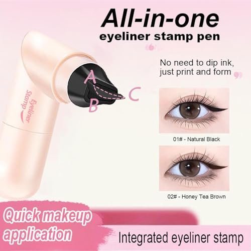KTouler 2 Pack Wing Eyeliner Stamp & Cat Eye Eyeliner Stencil Set - Waterproof Smudge Proof Natural Liquid Eyeliner Stamp, Long-Lasting Foldable Eye Stencil Makeup Tool for Beginners (Black + Brown) - görsel 6