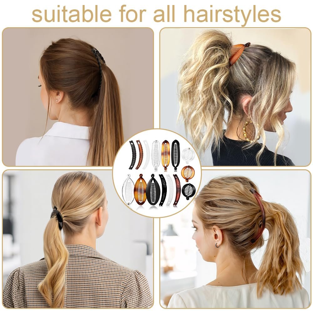 15PCS Banana Hair Clips Set for Women - Large, Small, and Mini Sizes for Thick & Thin Hair - Ponytail & Curly Hair Accessories - 5 Unique Styles - Resin Clips - görsel 7