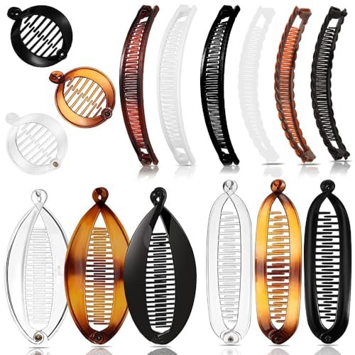15PCS Banana Hair Clips Set for Women - Large, Small, and Mini Sizes for Thick & Thin Hair - Ponytail & Curly Hair Accessories - 5 Unique Styles - Resin Clips - görsel 2