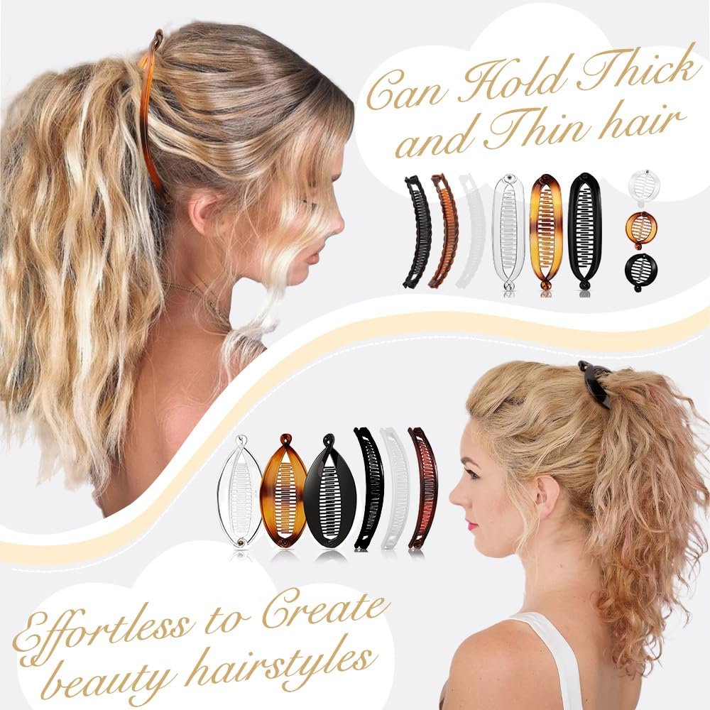 15PCS Banana Hair Clips Set for Women - Large, Small, and Mini Sizes for Thick & Thin Hair - Ponytail & Curly Hair Accessories - 5 Unique Styles - Resin Clips - görsel 5