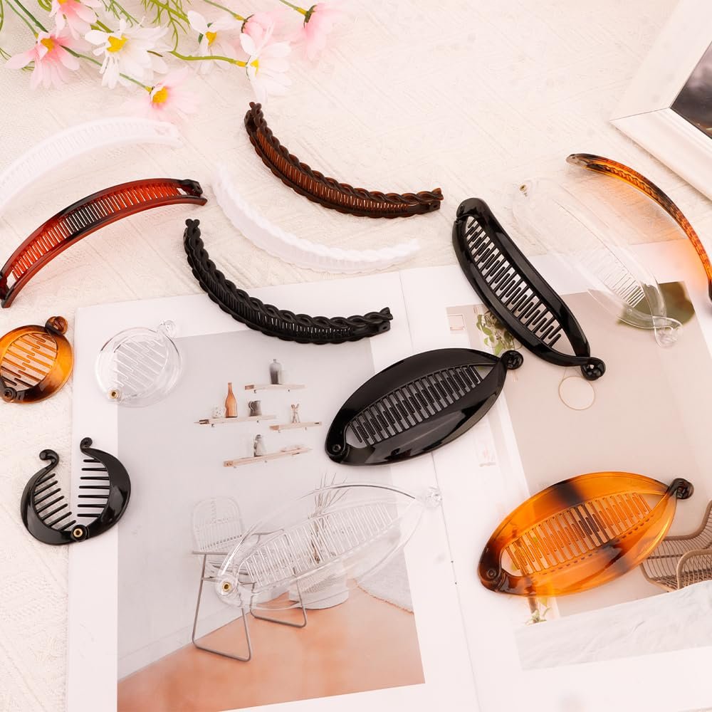 15PCS Banana Hair Clips Set for Women - Large, Small, and Mini Sizes for Thick & Thin Hair - Ponytail & Curly Hair Accessories - 5 Unique Styles - Resin Clips - görsel 13