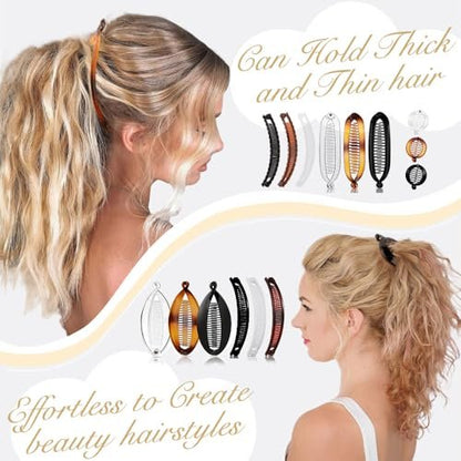 15PCS Banana Hair Clips Set for Women - Large, Small, and Mini Sizes for Thick & Thin Hair - Ponytail & Curly Hair Accessories - 5 Unique Styles - Resin Clips