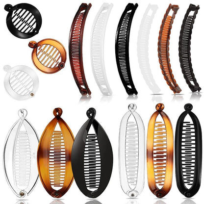15PCS Banana Hair Clips Set for Women - Large, Small, and Mini Sizes for Thick & Thin Hair - Ponytail & Curly Hair Accessories - 5 Unique Styles - Resin Clips