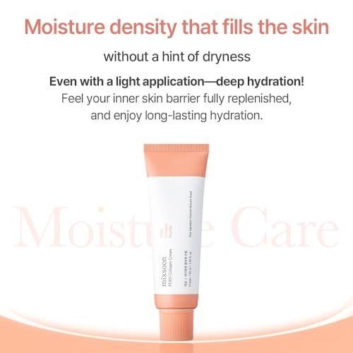 mixsoon PDRN Collagen Cream - Firming, Hydrating & Revitalizing Lightweight Face Gel with Collagen Peptides, Nourishing Moisturizer for Smooth Skin, 50ml / 1.69 fl.oz. Korean Glass Skin Care Avelisse