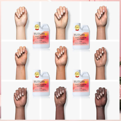 MUSILAN Monomer Acrylic Nail Liquid 4oz – Professional Acrylic Liquid for Acrylic Powder, Non-Yellowing Formula with 5pcs Nail Brush Dappen Dish Set for Beginners & DIY Nail Extension