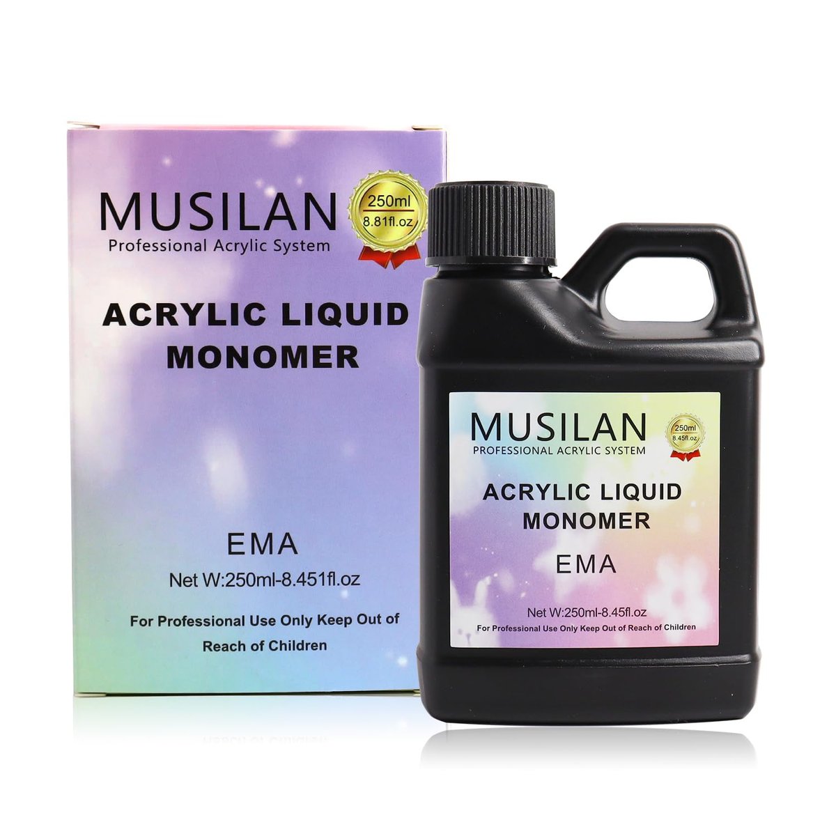 MUSILAN Monomer Acrylic Nail Liquid - 8.45oz Professional MMA-Free Non-Yellowing Monomer for Acrylic Powder, Ideal for Beginners & Salon Nail Extension Carving Avelisse