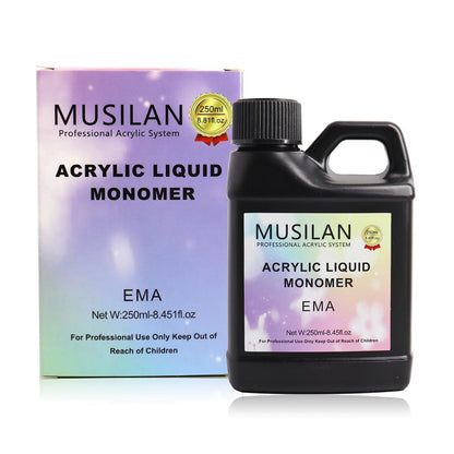 MUSILAN Monomer Acrylic Nail Liquid - 8.45oz Professional MMA-Free Non-Yellowing Monomer for Acrylic Powder, Ideal for Beginners & Salon Nail Extension Carving Avelisse